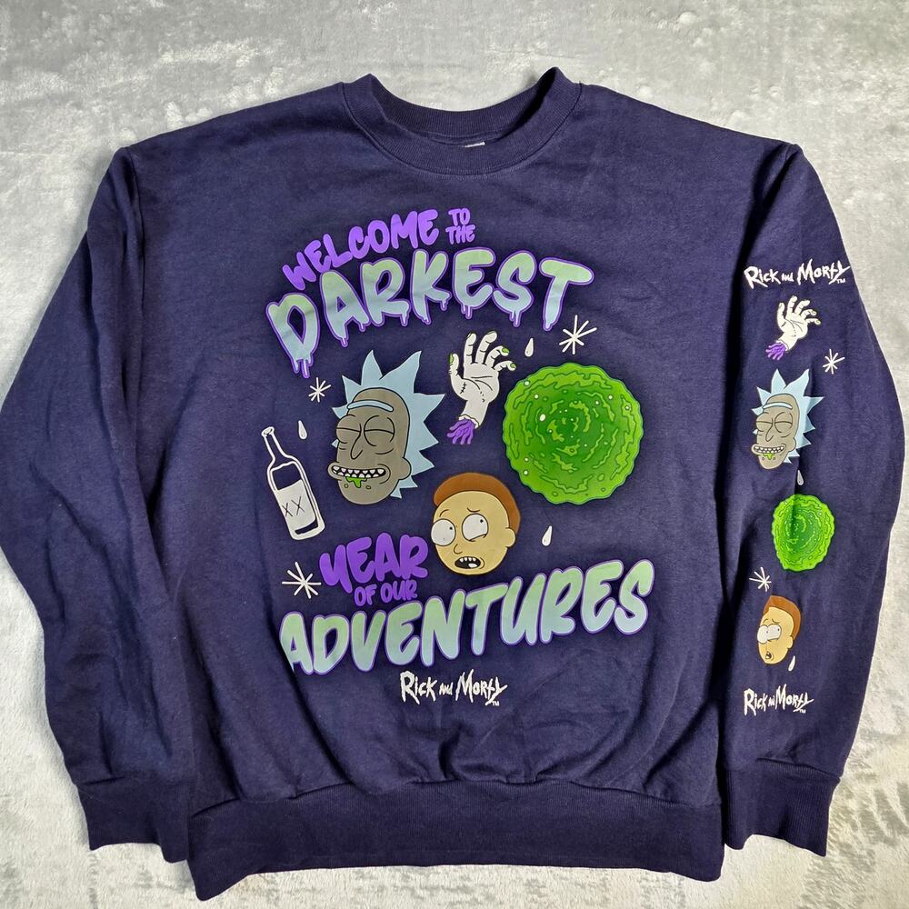 Rick & Morty Navy Crewneck Sz Large unisex